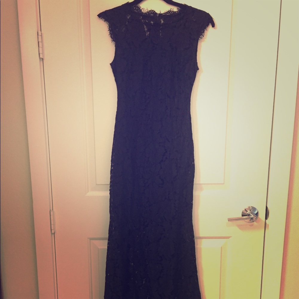 Eyelash lace high slit evening dress